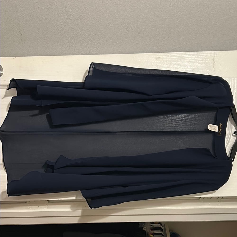 Navy Sheer Open Front Cardigan
